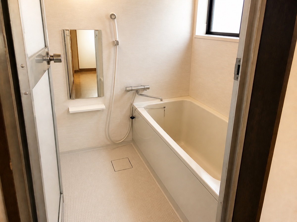 同じ画角で浴室改修後を想定したテンプレート用の比較デモ画像